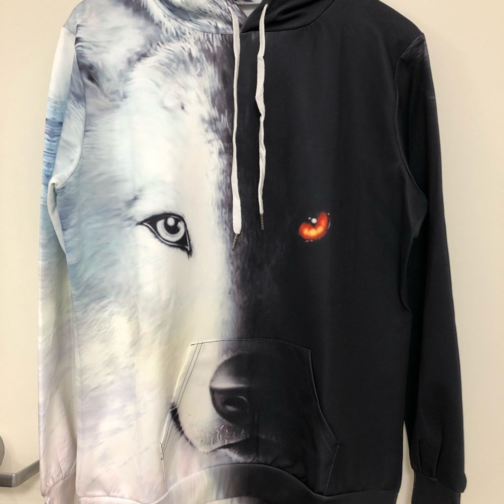 3d Pattern Wolf Print Athletic Pullover Hoodie - image 3